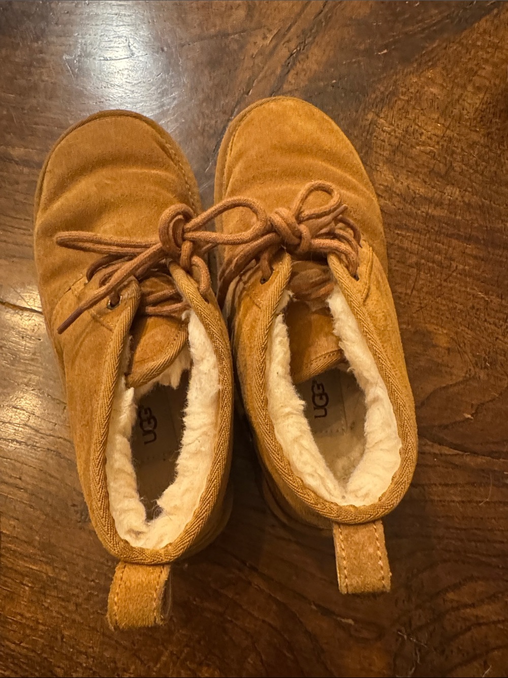UGG Chestnut Suede Lace-Up Shearling Boots